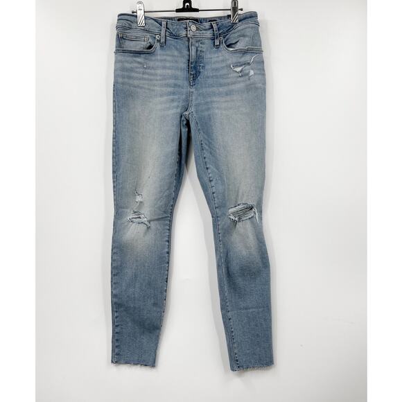 Lucky Brand Jeans Women's Distressed Ankle Skinny Stretch Solid Blue Size 10 New - Picture 1 of 9